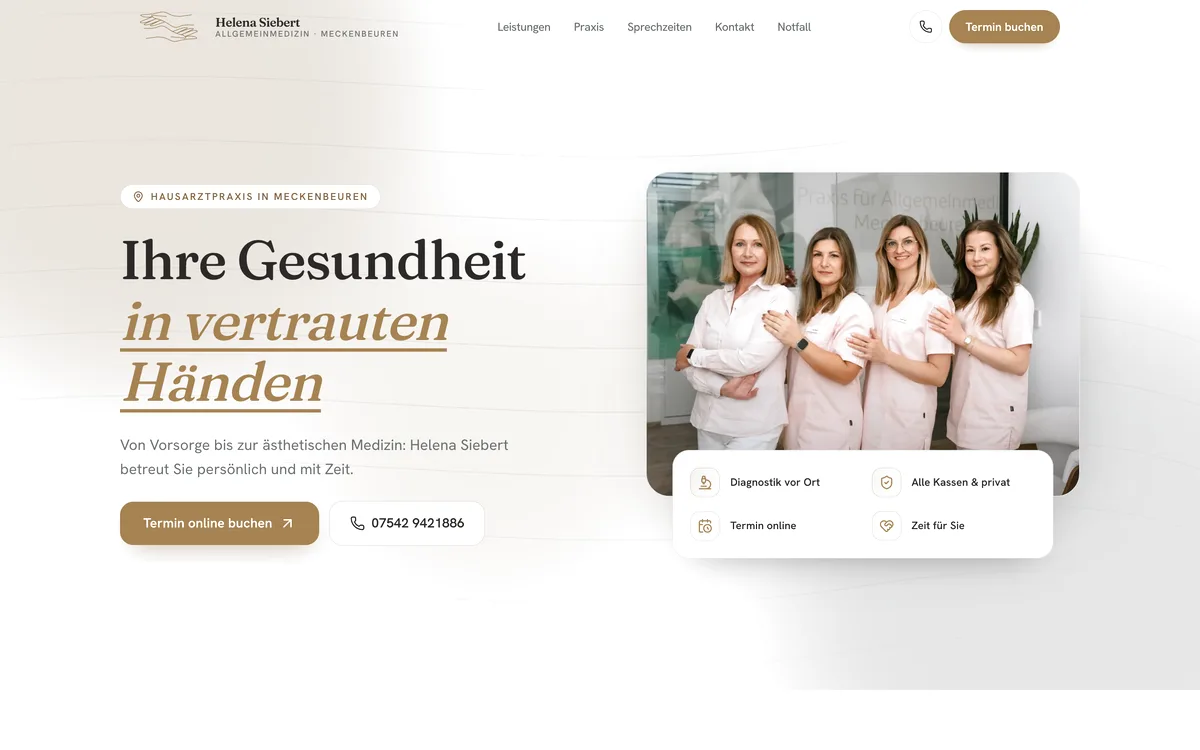 Screenshot der Website von Hausarztpraxis Siebert